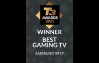 T3 Awards 2025 logo. Winner Best Gaming TV - Samsung S95F.