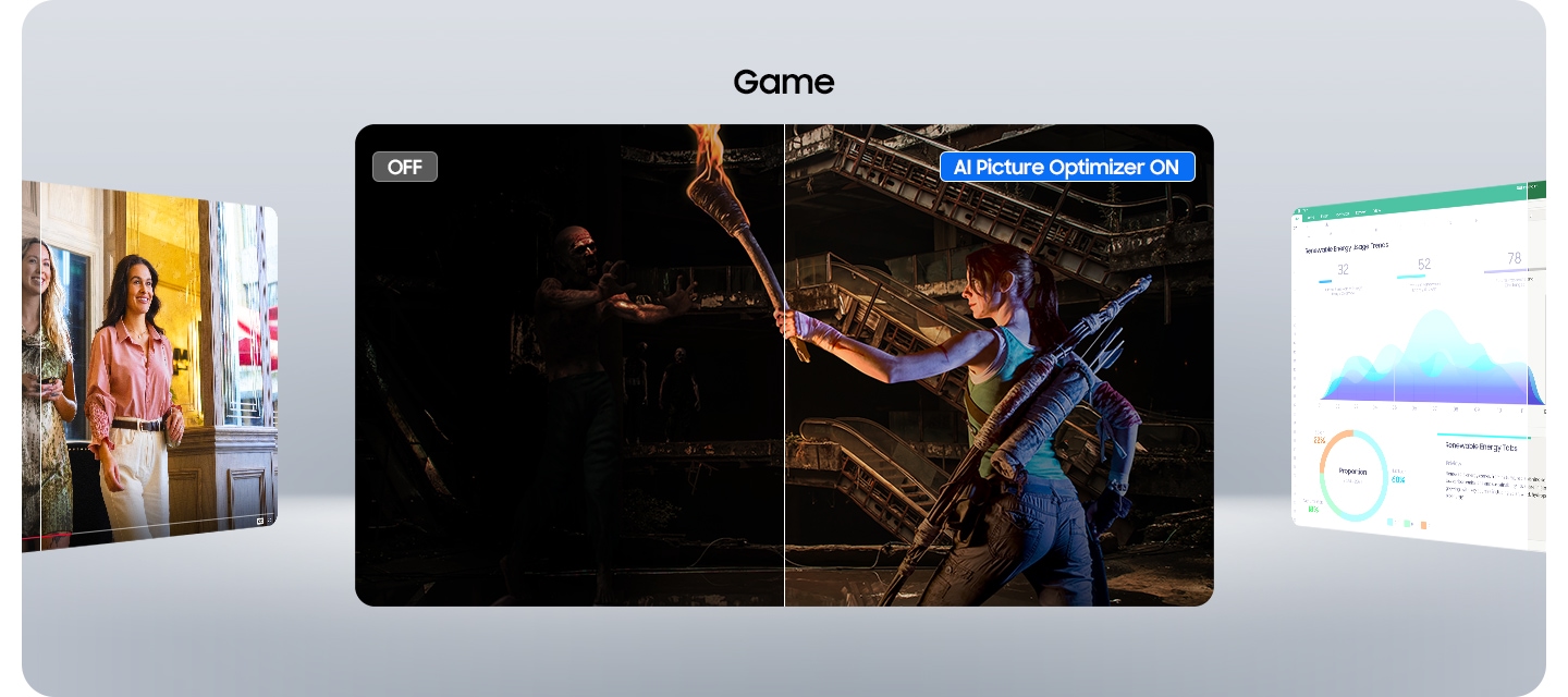 Whether you’re comfortably working on documents, fully engaging in games with deep and rich blacks, or indulging in vibrant colors while watching videos, AI Picture Optimizer gives you a dynamically optimized viewing experience that matches your content.5